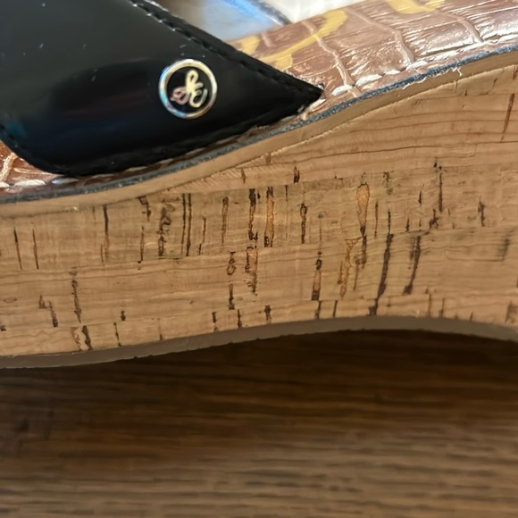 Sam Edelman Reid cork wedge platform slide with patent leather details - Picture 8 of 12